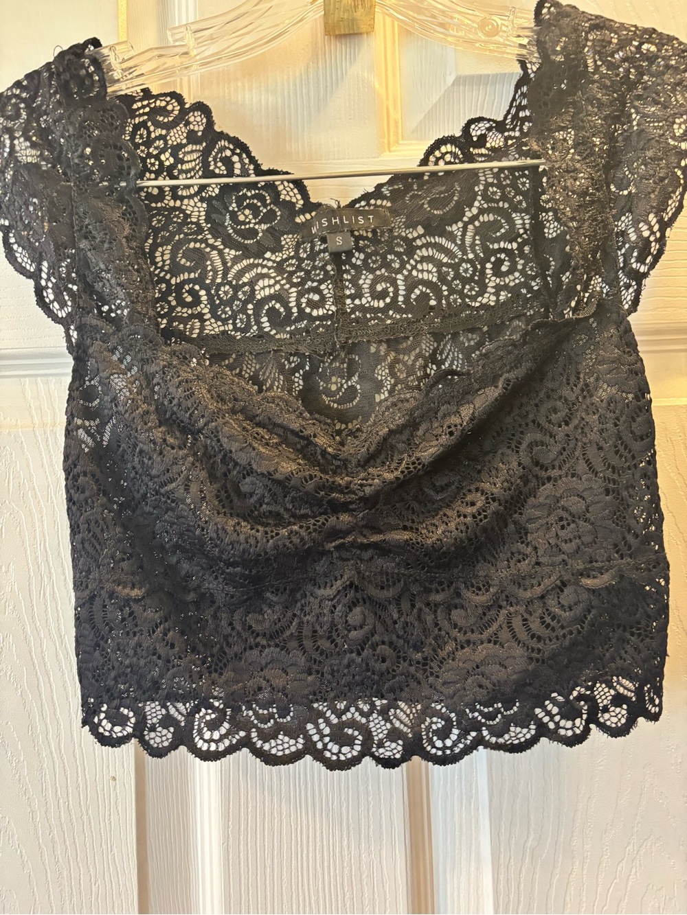 Wishlist Black Lace Off Shoulder Crop Top Size Small Boho Romantic